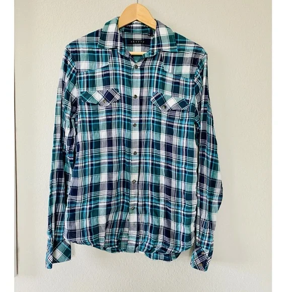 Theory Plaid Button Down - Picture 2 of 11